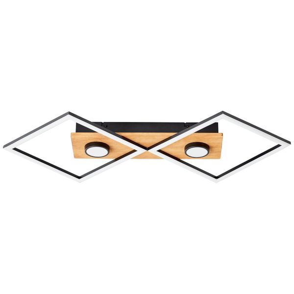 Brilliant Woodbridge LED Deckenleuchte 71x35cm, 2-fach 32W Warmweiß Schwarz Holz G99756/76