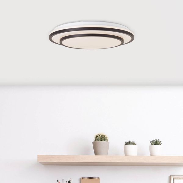 Brilliant Luciano LED Deckenleuchte 39cm 24W Schwarz Weiß Nachtlicht, Timer G99777/76