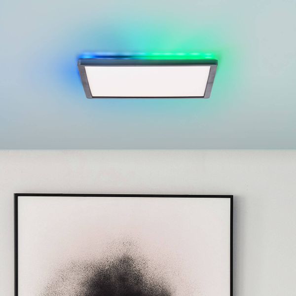Brilliant Saltery LED Deckenaufbau-Paneel 30x30cm 20W Weiß Schwarz Nachtlicht, Timer G99780/76