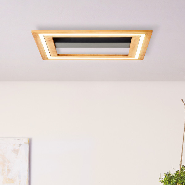 Brilliant Rhea LED Deckenleuchte 45x45cm 24W Warmweiß Schwarz Holz FSC G99748/76