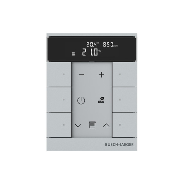 Busch-Jaeger Busch-Tenton RTR IAQ, 6fach, alusilber mit Display für Busch-free@home 2CKA006220A0884 SBC-F-6.0.11-83
