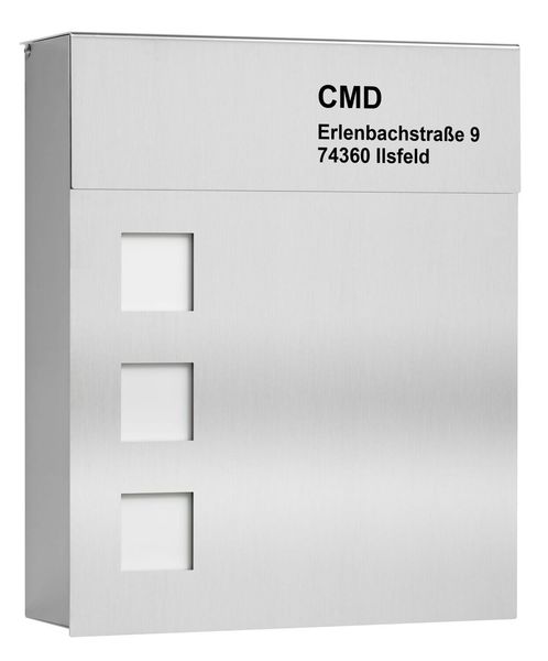 CMD Briefkasten IP44 Edelstahl Made in Germany CMD-96/Gravur