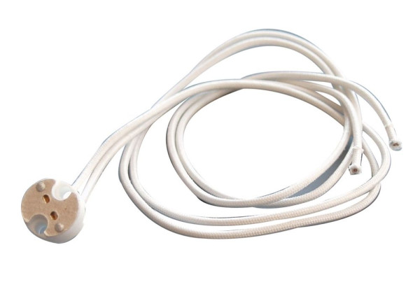 Deko-Light Fassung GU5,3 mit 50 cm Kabel, Keramik, Weiß, 500 mm, 50W 100250