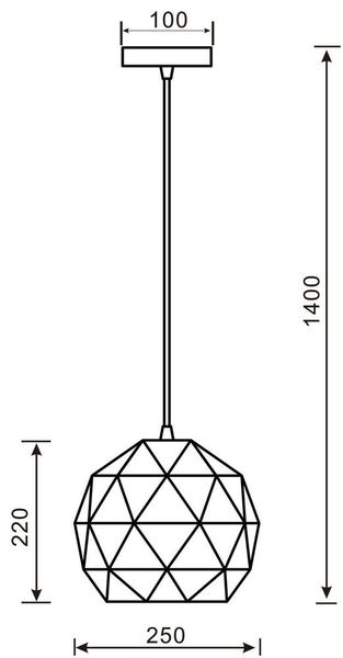 Deko-Light Pendelleuchte Asterope rund 250, E27, max. 40W, Metall, schwarz, matt 342132