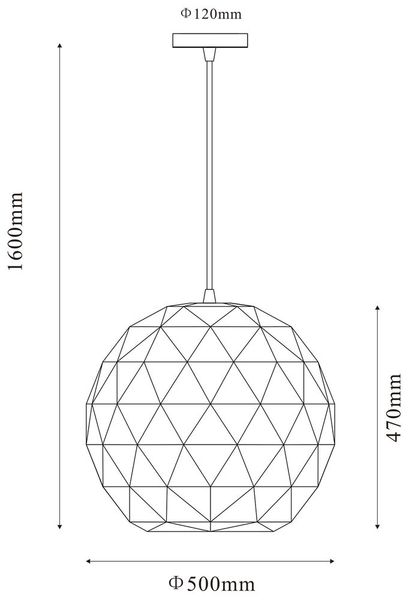 Deko-Light Pendelleuchte Asterope rund 500, E27, 3x max. 40W, Metall, schwarz, matt 342134
