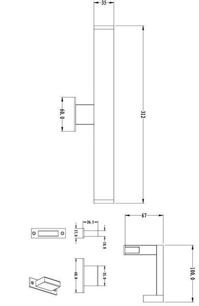 Deko-Light Möbelaufbauleuchte Spiegel Line I, Warmweiß, 12V DC, Alu, Silber, Chrom, IP44 687065