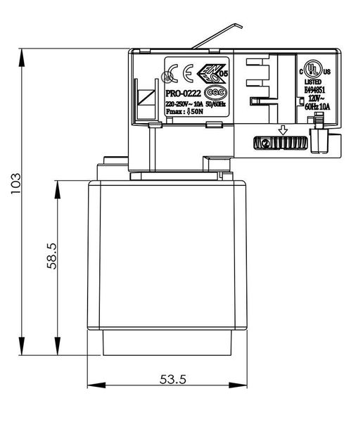 Deko-Light Schienensystem 3-Phasen 230V, D Line Steckdosenadapter schwarz,6A 710026
