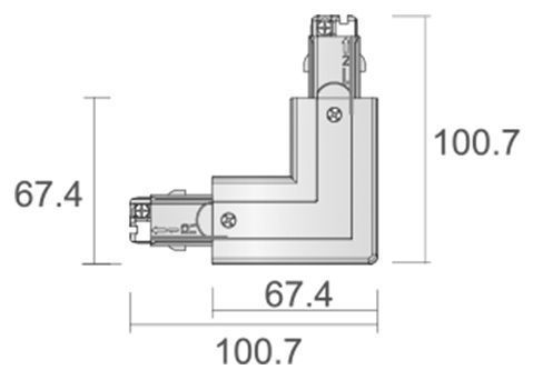Deko-Light Schienensystem 3-Phasen 230V, D Line 90°-Verbinder links-rechts grau 710037