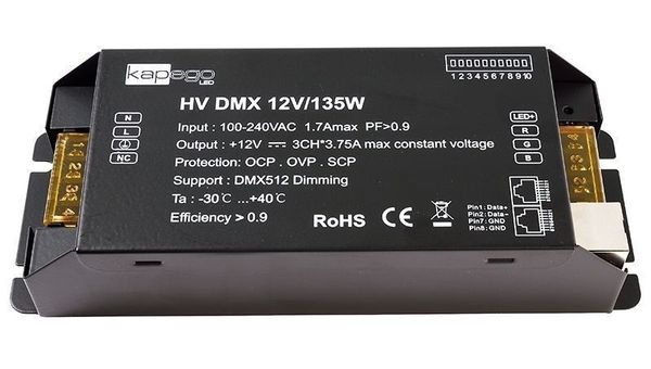 Deko-Light LED-Netzgerät, BASIC, DIM, CV, HV DMX 12V/135W, dimmbar DMX512, 135W 843274