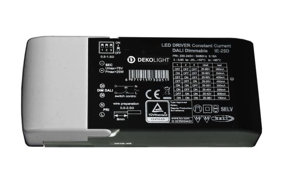 Deko-Light Netzgerät, BASIC, DIM, Multi CC, IE-25D, dimmbar DALI-Bus nach IEC 62386 DALI 2.0 / Intelli-Push, 7-25W 862191