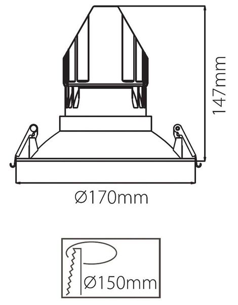 Deko-Light 170 mm Einbauring für Modular Sytem COB, Aluminium, Reinweiß, mattiert 930089