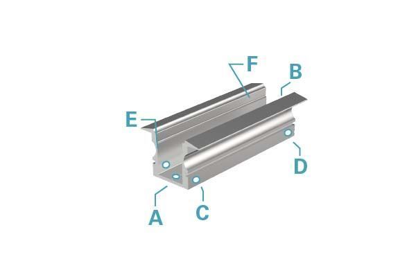 Deko-Light T-Profil hoch ET-02-08 für 8 - 9,3mm LED Stripes, Alu, Silber-matt, eloxiert,1m 975100