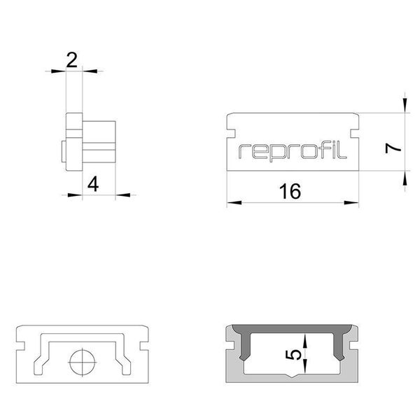 Deko-Light Endkappe P-AU-01-10 Set 2 Stk, Grau, 16mm 978011