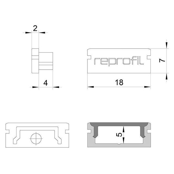 Deko-Light Endkappe P-AU-01-12 Set 2 Stk, Grau, 18mm 978021