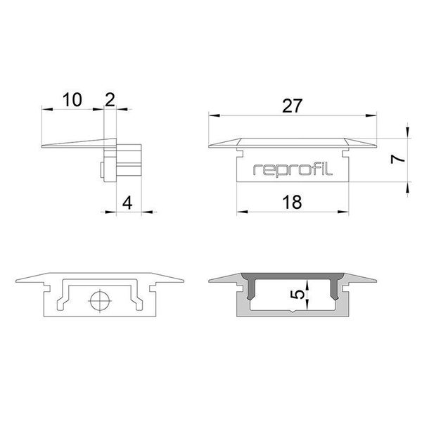 Deko-Light Endkappe P-ET-01-12 Set 2 Stk, Grau, 27mm 978101