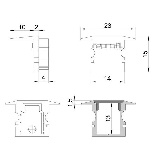 Deko-Light Endkappe P-ET-02-08 Set 2 Stk, Grau, 23mm 978121