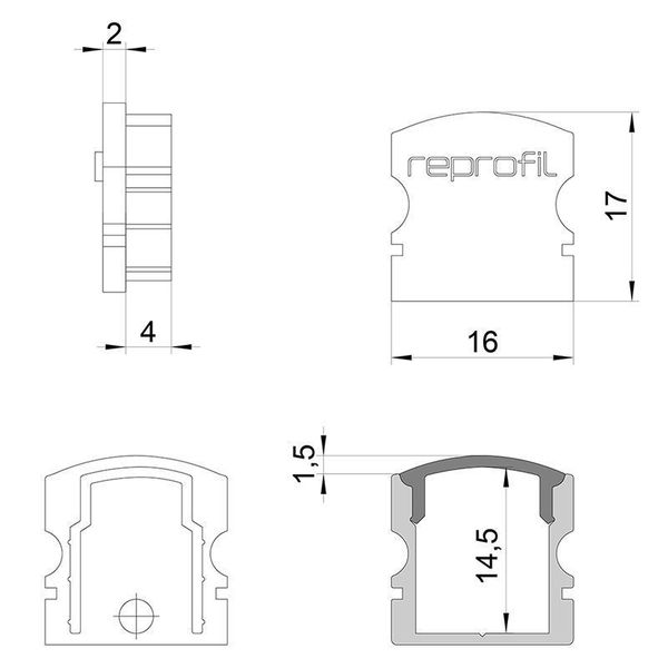 Deko-Light Endkappe F-AU-02-10 Set 2 Stk, Weiß, 16mm 978550