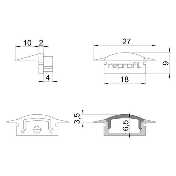 Deko-Light Endkappe F-ET-01-12 Set 2 Stk, Schwarz, 27mm 978602