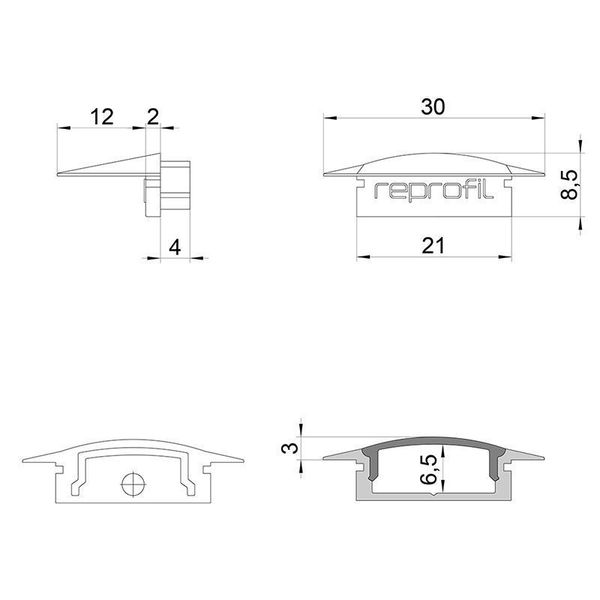 Deko-Light Endkappe F-ET-01-15 Set 2 Stk, Schwarz, 30mm 978612