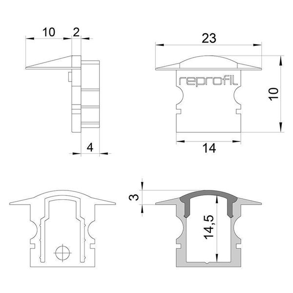 Deko-Light Endkappe F-ET-02-08 Set 2 Stk, Weiß, 23mm 978620