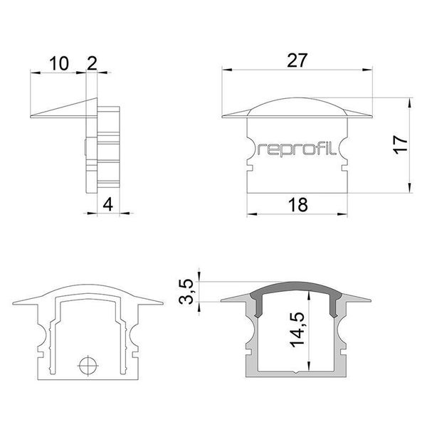 Deko-Light Endkappe F-ET-02-12 Set 2 Stk, Schwarz, 27mm 978642