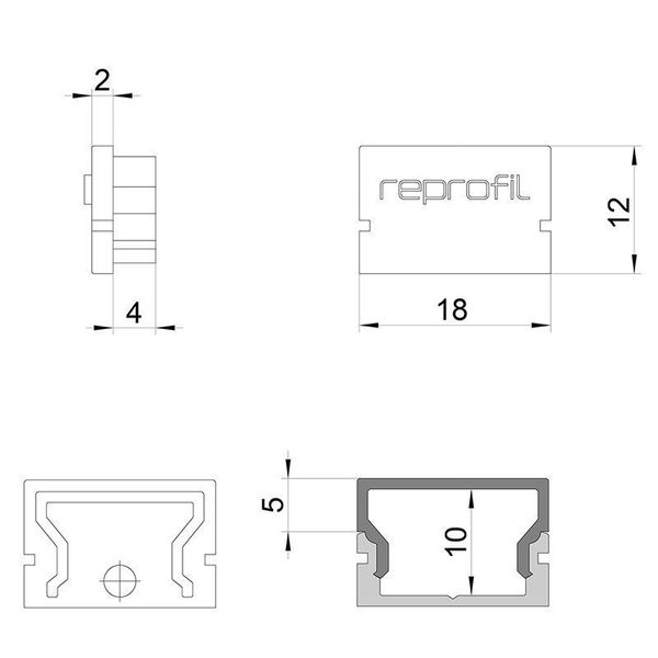 Deko-Light Endkappe H-AU-01-12 Set 2 Stk, Weiß, 18mm 979010