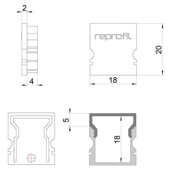 Deko-Light Endkappe H-AU-02-12 Set 2 Stk, Grau, 18mm 979031