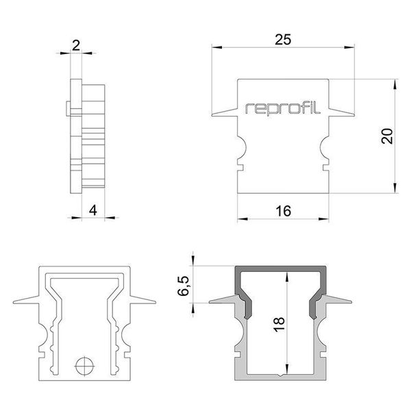 Deko-Light Endkappe H-ET-02-10 Set 2 Stk, Grau, 25mm 979061