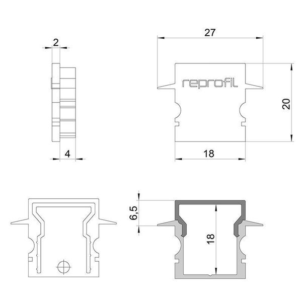 Deko-Light Endkappe H-ET-02-12 Set 2 Stk, Schwarz, 27mm 979072