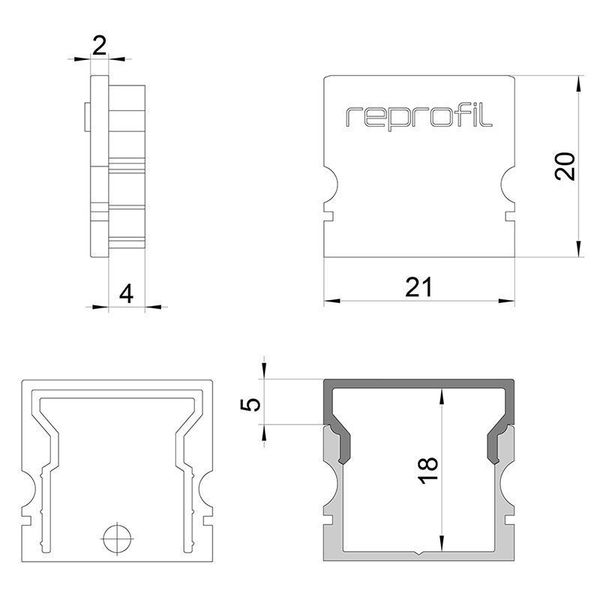 Deko-Light Endkappe H-AU-02-15 Set 2 Stk, Weiß, 21mm 979110