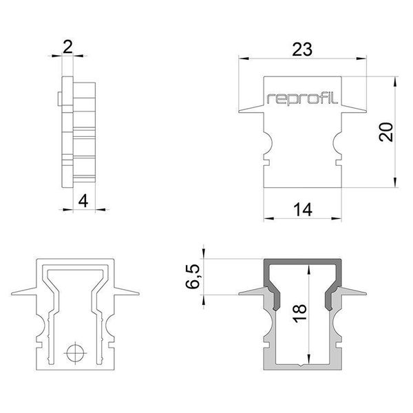 Deko-Light Endkappe H-ET-02-08 Set 2 Stk, Schwarz, 23mm 979142