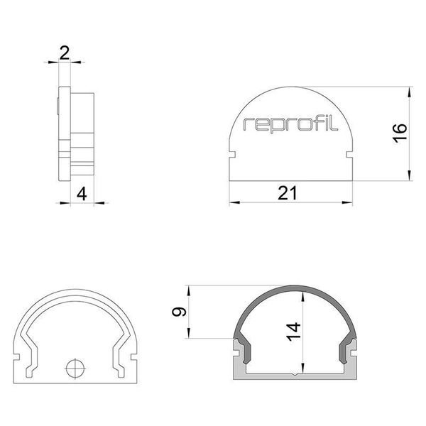 Deko-Light Endkappe R-AU-01-15 Set 2 Stk, Weiß, 21mm 979590