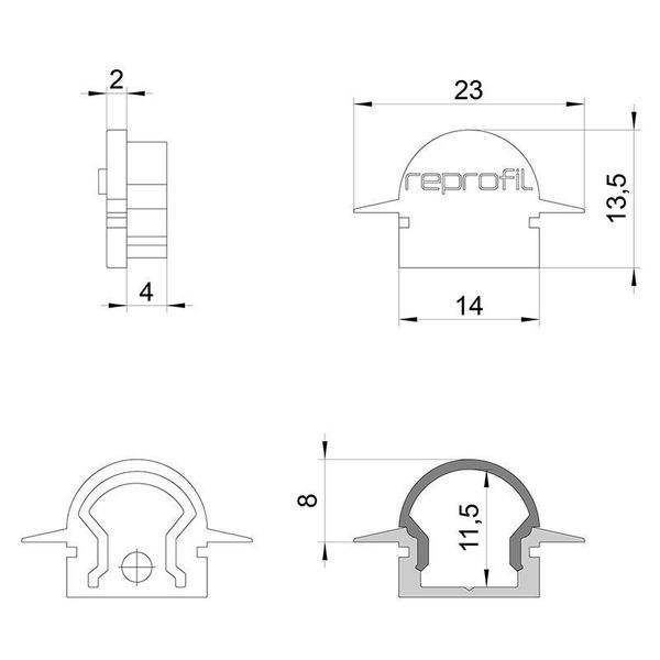 Deko-Light Endkappe R-ET-01-08 Set 2 Stk, Weiß, 23mm 979620