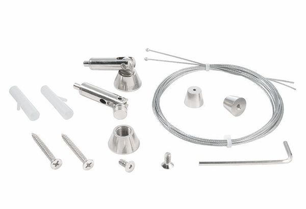 Deko-Light Seilabhängung (schwenkbar) Set 2 Stk, Metall, Silber 987060