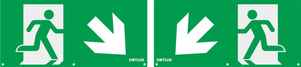 Dotlux 5403 Erweitertes Piktogrammset Pfeil diagonal links und rechts unten (2 Stück) für LED-Notleuchte EXITmulti (Artikel 3177)