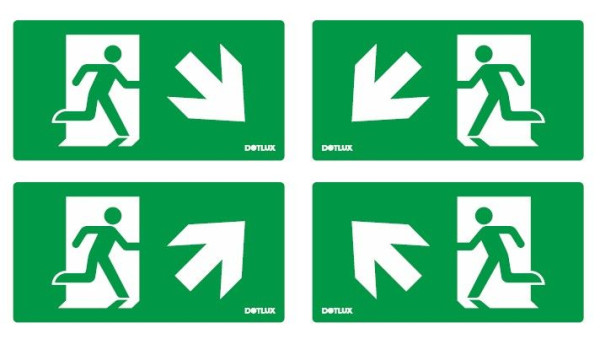 Dotlux 5412 Erweitertes Piktogrammset Pfeil Diagonal (4 Stück) für LED-Notleuchte EXIT (Artikel 5406)