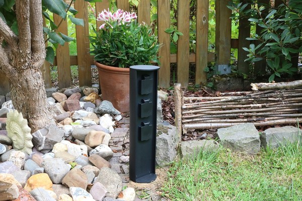 Eco-Light Socket Stromverteiler mit 3 Steckdosen Gartensteckdose IP44 Schwarz
