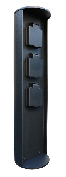 Eco-Light Socket Stromverteiler mit 3 Steckdosen Gartensteckdose IP44 Schwarz