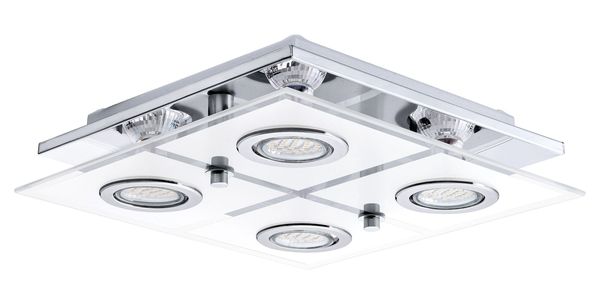 Eglo 30931 Cabo LED Deckenleuchte 4x3W Edelstahl chrom weiss klar