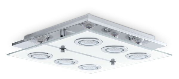 Eglo 30932 Cabo LED Deckenleuchte 6x3W Edelstahl chrom weiss klar
