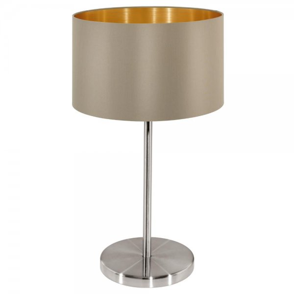 Eglo Tischleuchte Maserlo E27 H42cm taupe-gold