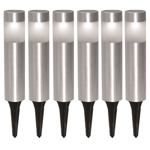 Eglo LED 6er Set Aussenleuchte Edelstahl Solarbetrieb mit Schalter