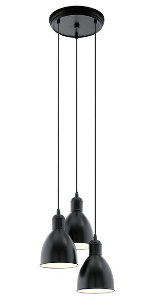 Eglo 49465 Priddy Hängeleuchte 3XE27 Stahl schwarz weiss