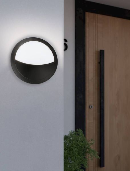 Eglo 62216 BELLARIA LED Außen-Wandleuchte 6W Ø300mm Schwarz Weiss Warmweiss IP66