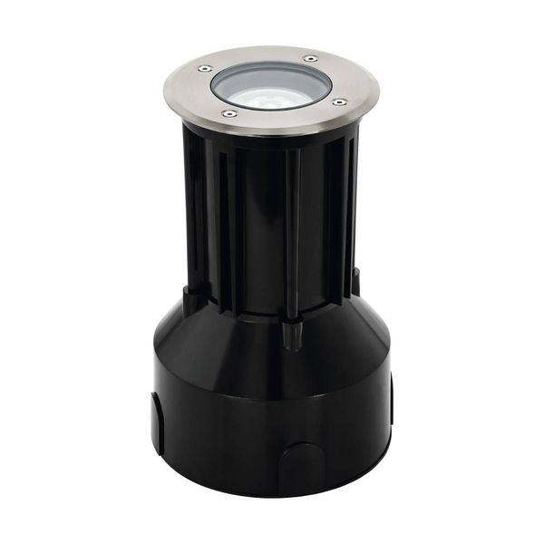 Eglo 62342 RIGA 3 PRO GU10 Außen-Bodeneinbauleuchte Ø120mm Edelstahl, Schwarz IP65