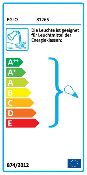 Eglo 81265 Fabio Klemmleuchte E14 Stahl Kunststoff silber