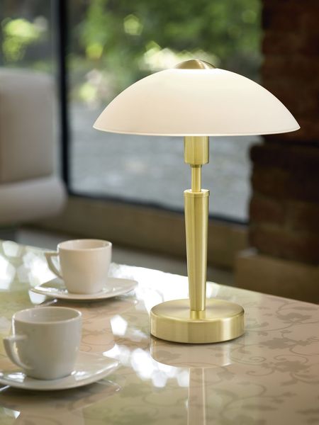 Eglo 87254 Solo 1 Tischleuchte E14 Stahl messing-matt weiss