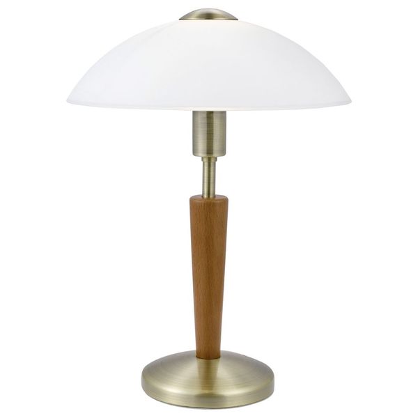 Eglo 87256 Solo 1 Tischleuchte E14 Stahl Holz brüniert Nuss weiss