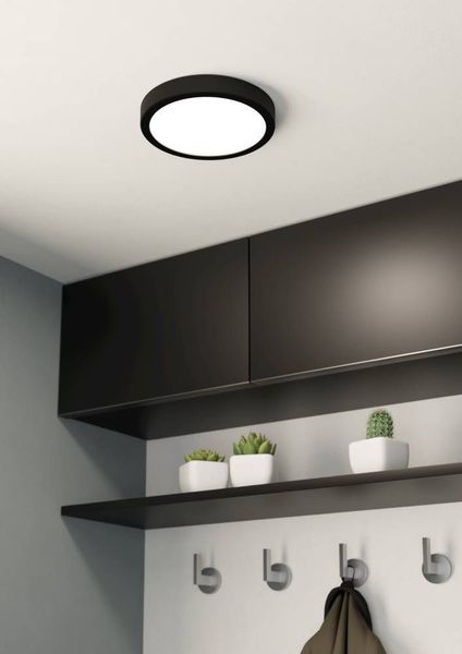 Eglo 900653 FUEVA 5 LED Ein-/Aufbauleuchte 17W Ø210mm Schwarz Weiss Warmweiss IP44