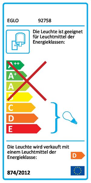 Eglo 92758 Manerba 1 Wandleuchte 33W Stahl weiss